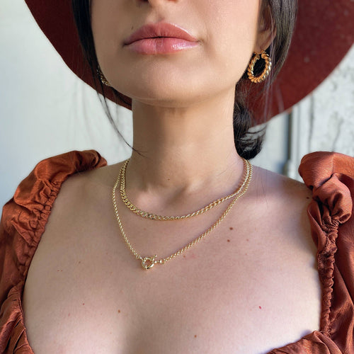 GoldFi - 18k Gold Filled Front Clasp Rolo Chain Necklace