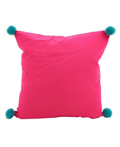 Fuchsia Pillow with Turqouise Pom Pom