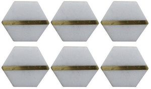 Plutus imports - Solid Stone Brass Inlay Knobs, Door Drawer Pulls, Set of 6, Gift for housewarming