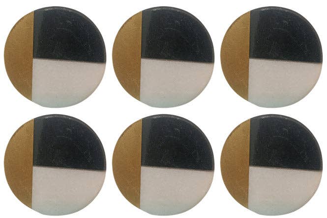 Plutus imports - Solid Marble Brass Knobs, Door Drawer Pulls, Set of 6, Gift for housewarming